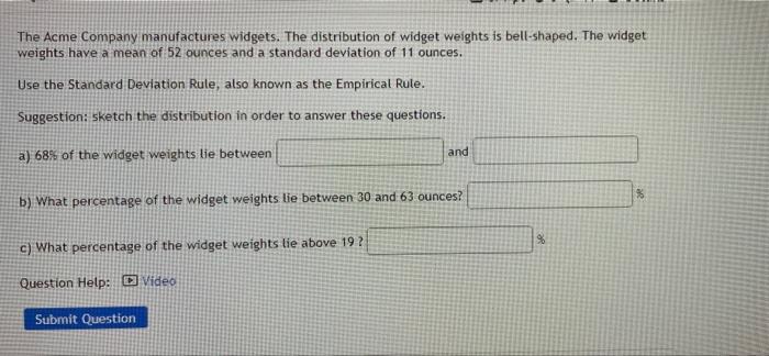 Solved The Acme Company Manufactures Widgets. The | Chegg.com