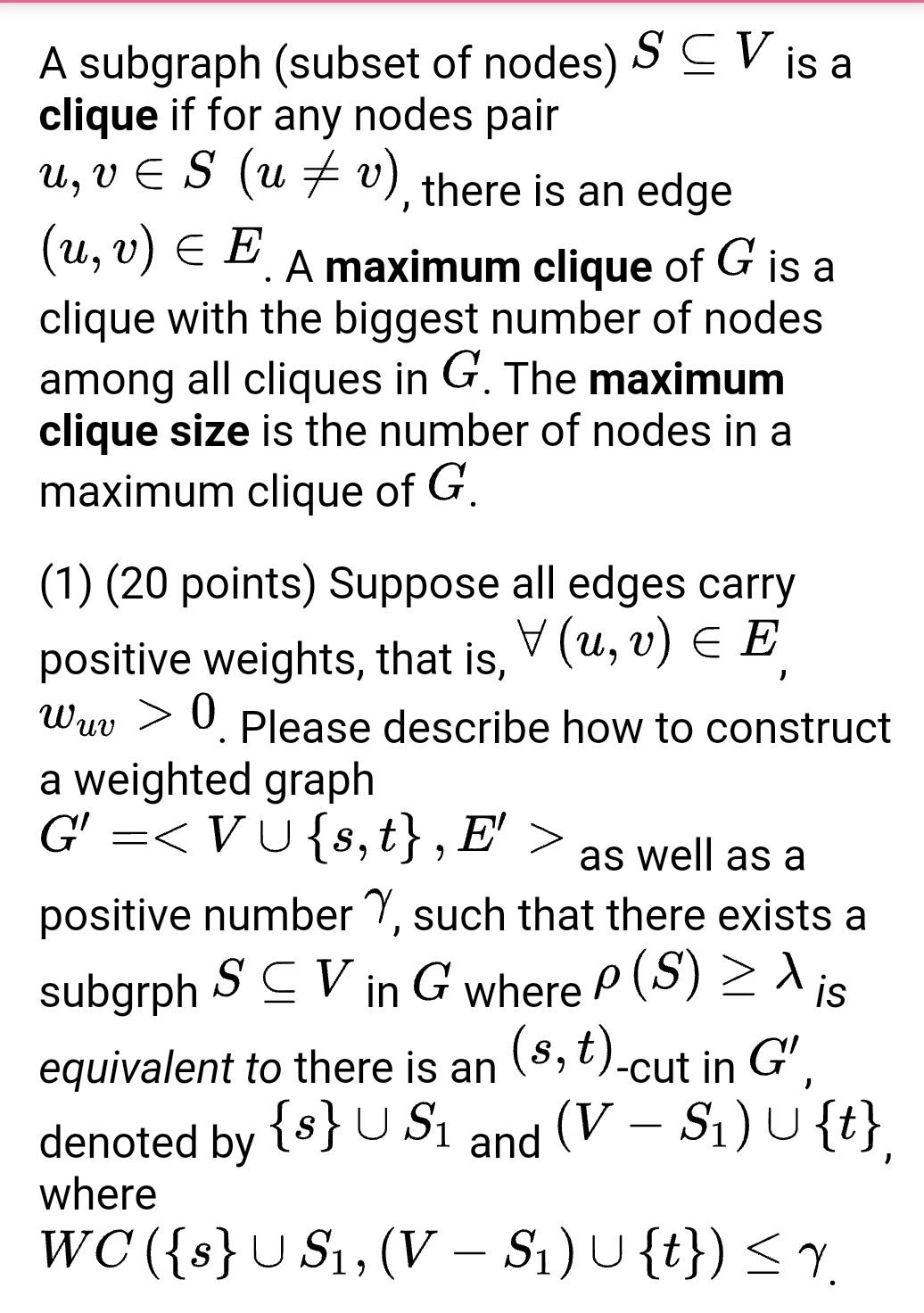 Solved 1. (30 points) Given an undirected and weighted graph | Chegg.com