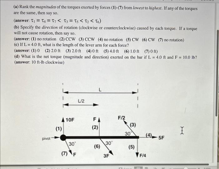 Solved (a) Rank the magnitudes of the torques exerted by | Chegg.com