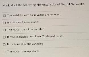 Solved Mark All Of The Following Characteristics Of Neural | Chegg.com