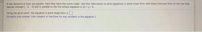 Solved If two nonvertical lines are paralel, then they have | Chegg.com