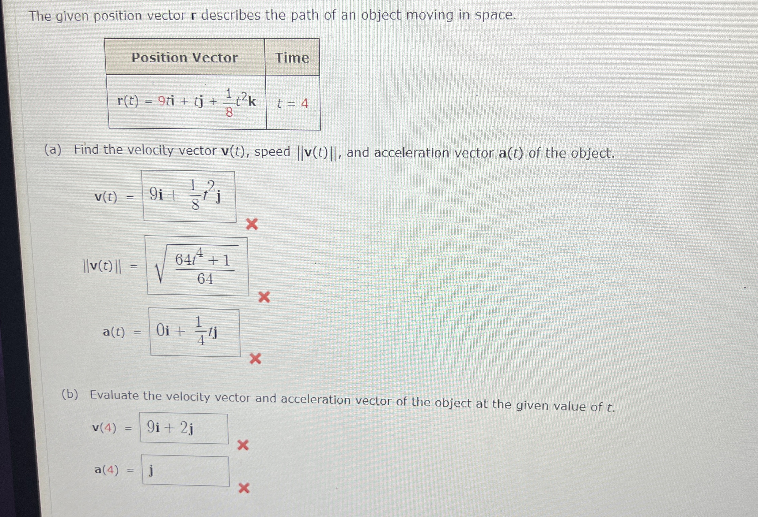Solved The given position vector r ﻿describes the path of an | Chegg.com