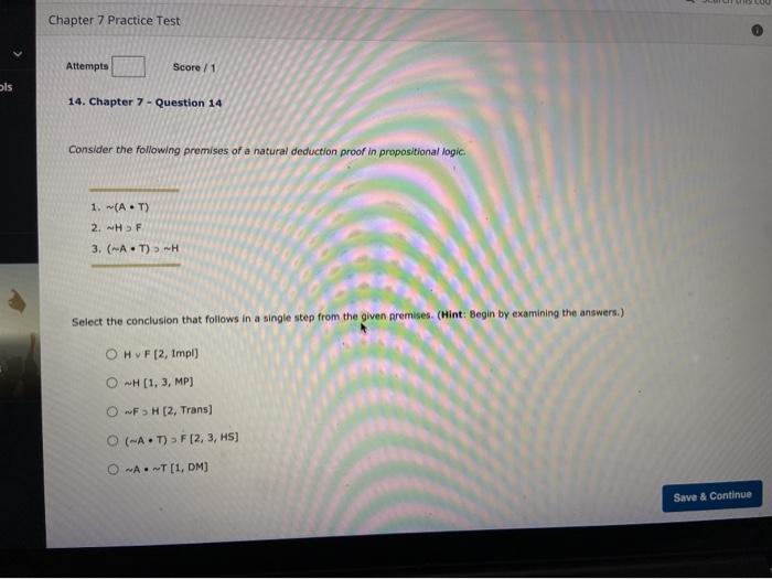 Solved Chapter 7 Practice Test Attempts Score / 1 ols 14. | Chegg.com