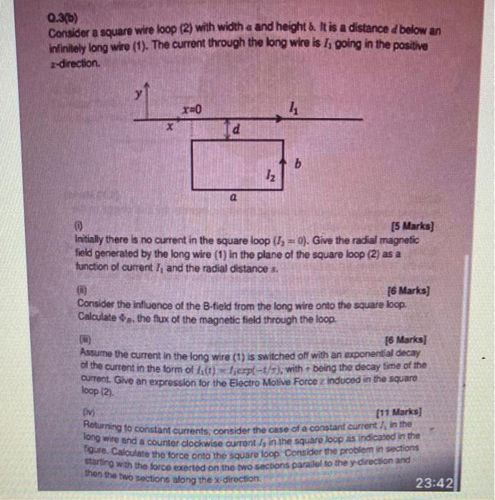 Solved 0.3(0) Consider a square wire loop (2) with width a | Chegg.com