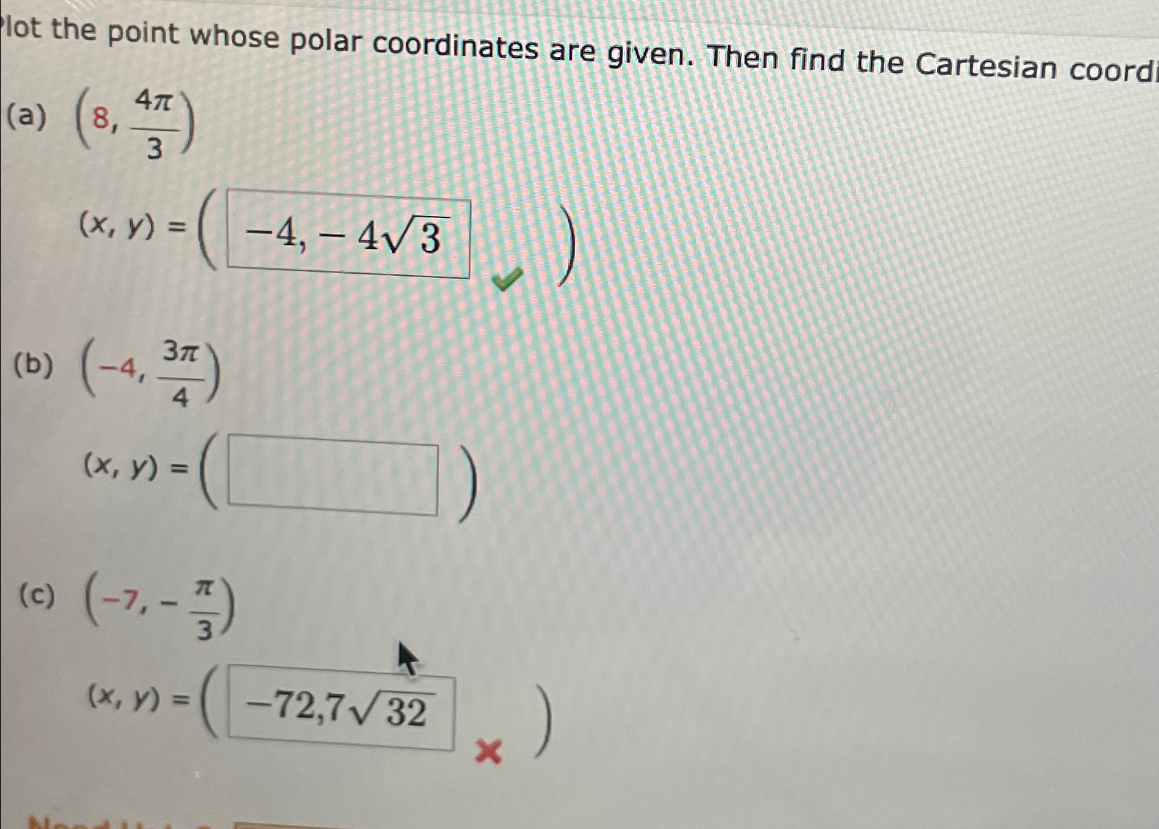 Solved lot the point whose polar coordinates are given. Then | Chegg.com