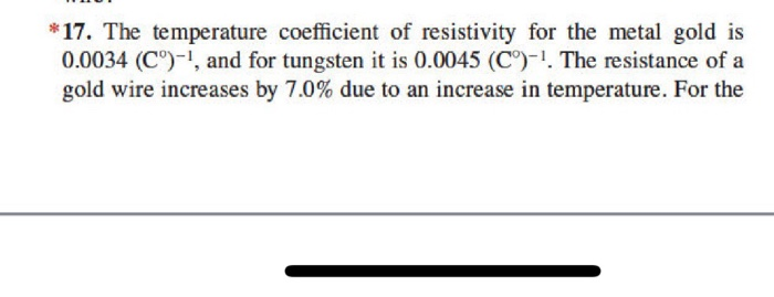 Solved 17. The temperature coefficient of resistivity for | Chegg.com