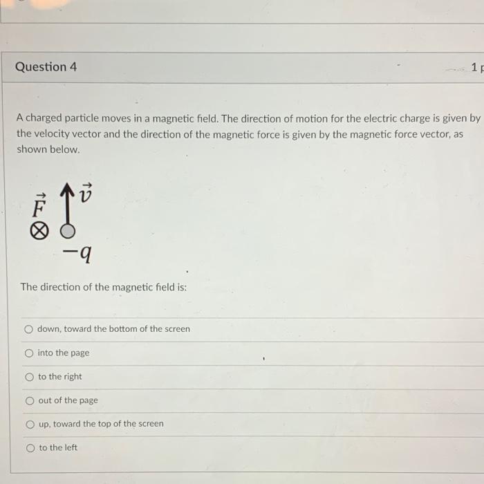 Solved Question 4 1 A charged particle moves in a magnetic | Chegg.com