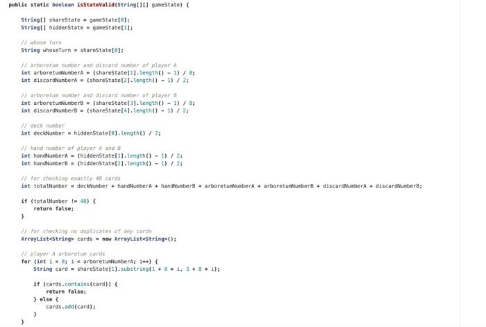 Solved public static boolean isStateValid(String[][] | Chegg.com