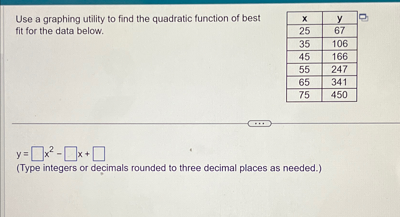 Solved Use a graphing utility to find the quadratic function | Chegg.com