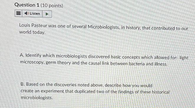 Solved Louis Pasteur Was One Of Several Microbiologists, In | Chegg.com