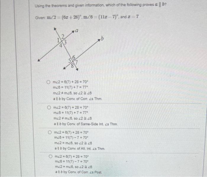 Solved Using The Theorems And Given Information, Which Of | Chegg.com