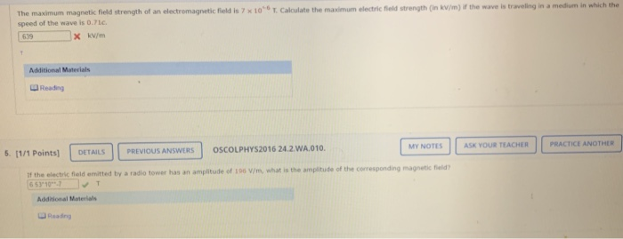 Solved the maximum magnetic field strength of an | Chegg.com