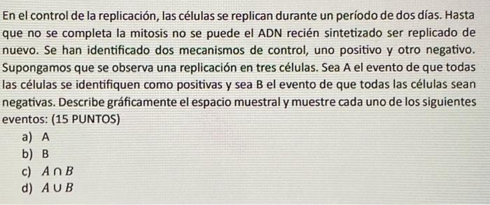 En el control de la replicación, las células se replican durante un período de dos días. Hasta que no se completa la mitosis