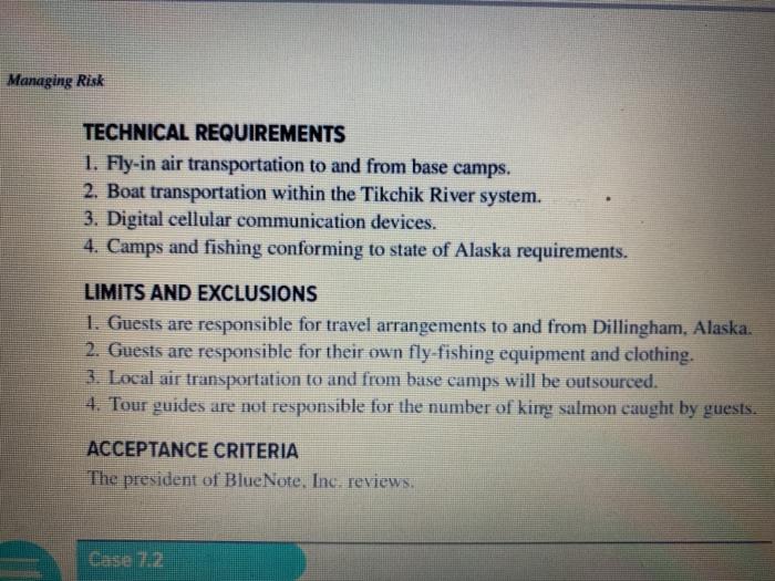 Case 7.1 Alaska FlyFishing Expedition You are