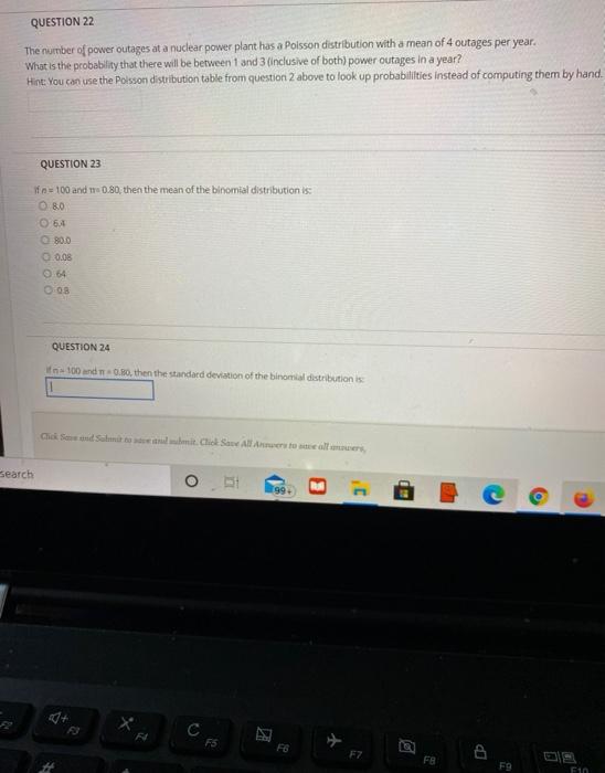 Solved QUESTION 22 The number of power outages at a nuclear | Chegg.com