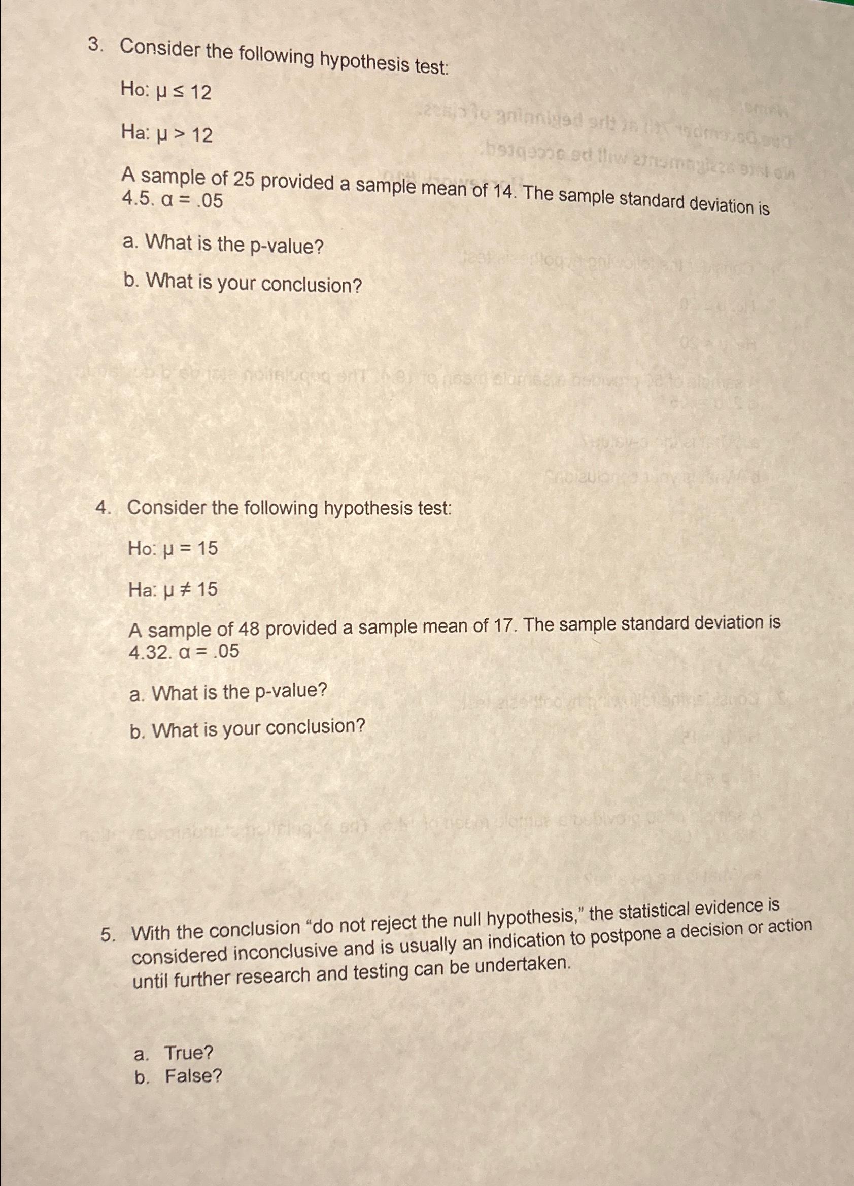 Solved 1 ﻿consider The Following Hypothesis Test Ho