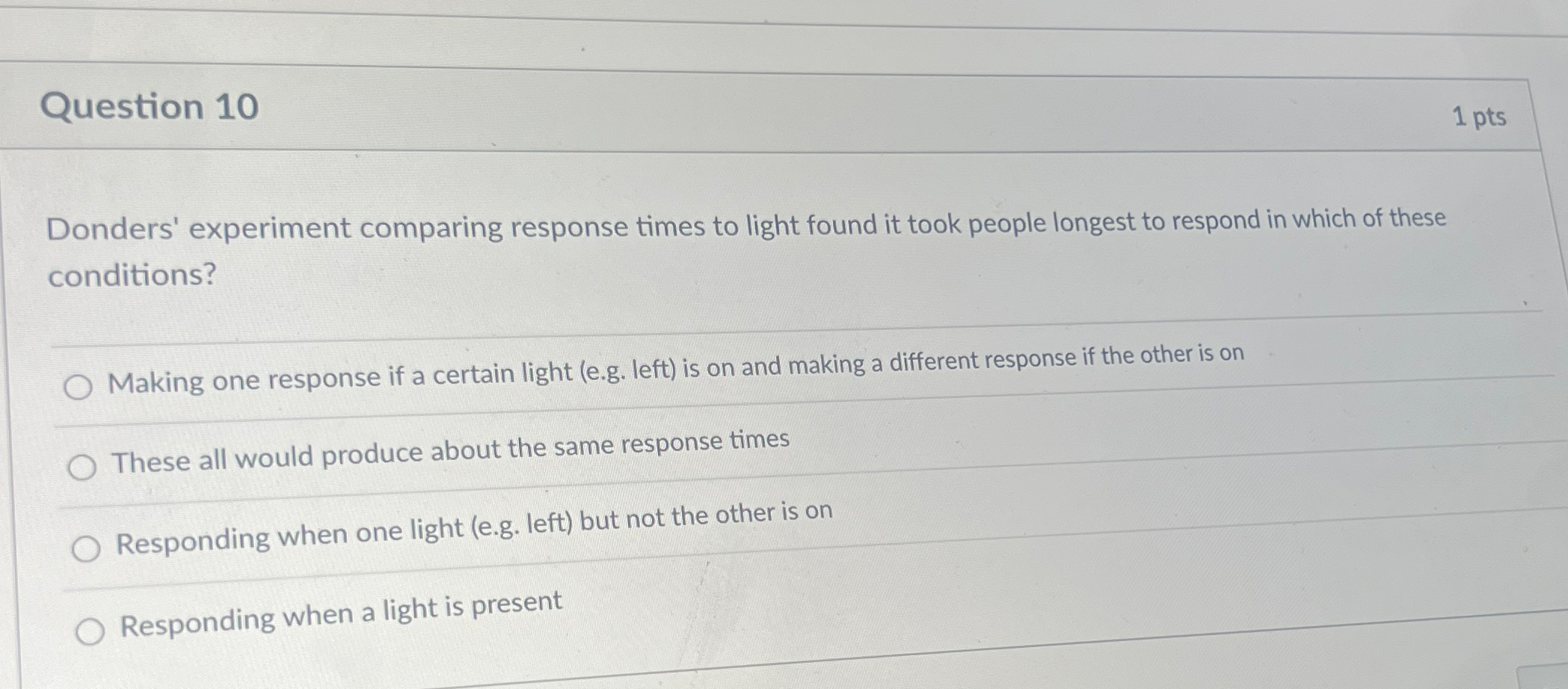 donders experiment quizlet