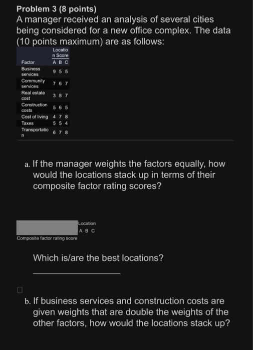 Solved Problem 3 ( 8 points) A manager received an analysis | Chegg.com