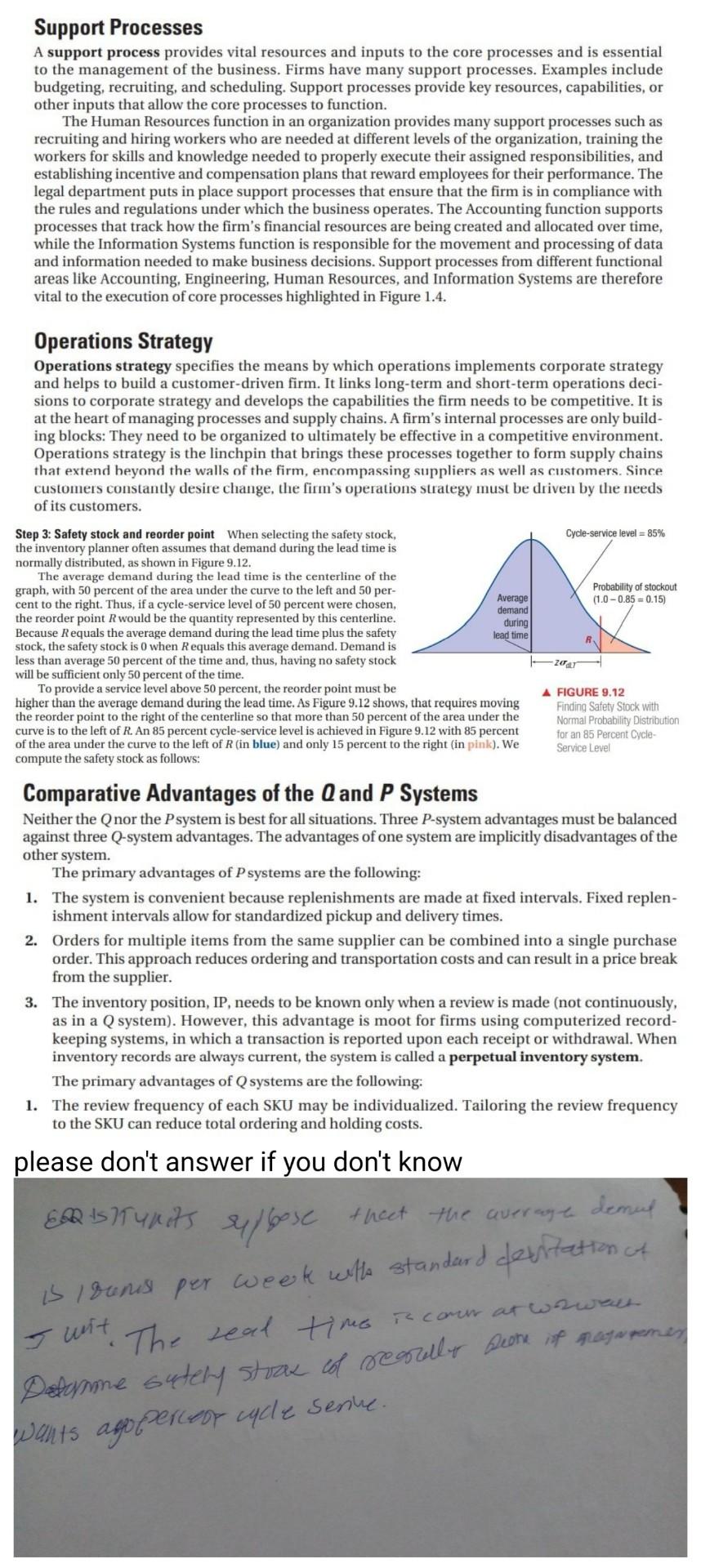 Support Processes A support process provides vital | Chegg.com
