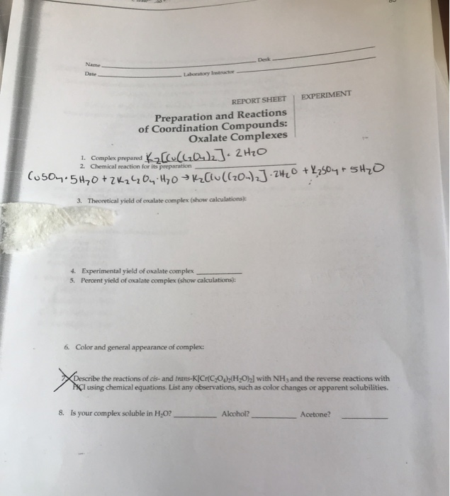 Solved Please Help I Have No Idea How To Do My Report Sheet Chegg