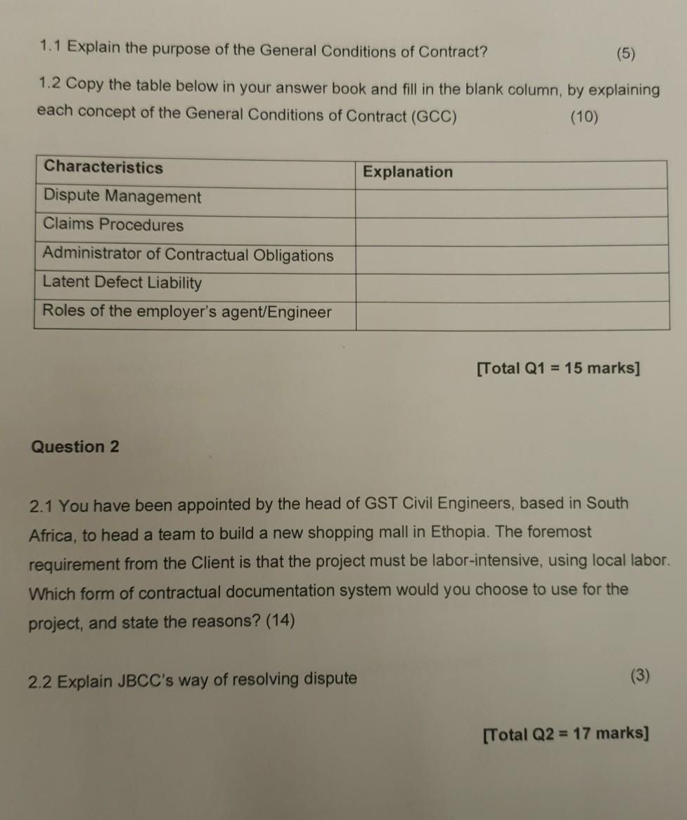 Solved 2.1. Copy the table below in your answer book and