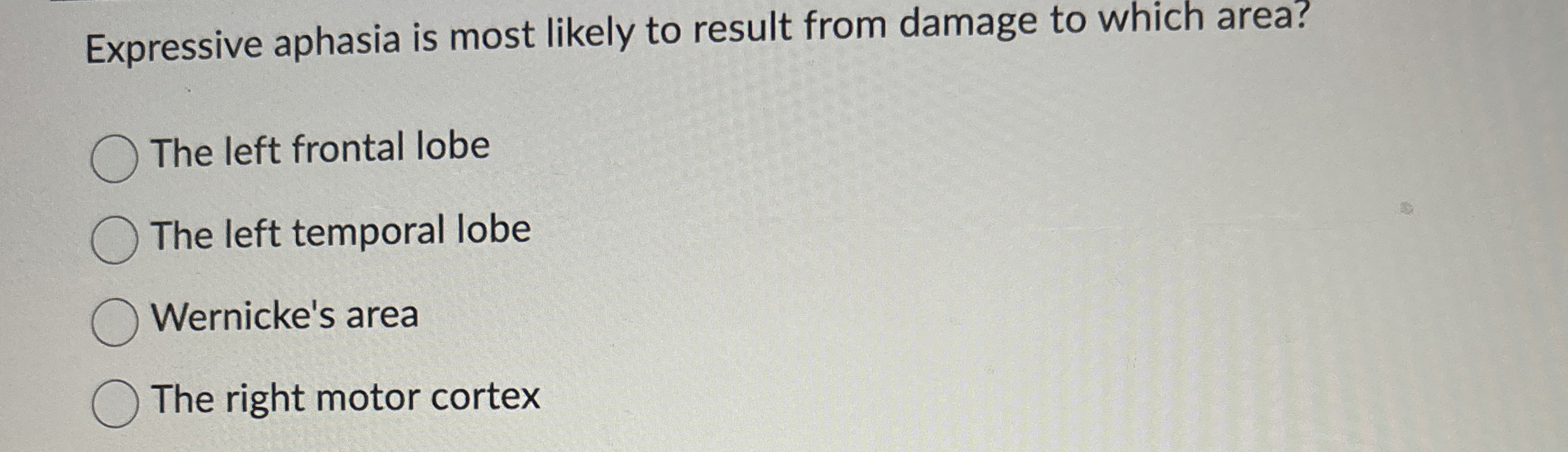 Solved Expressive aphasia is most likely to result from