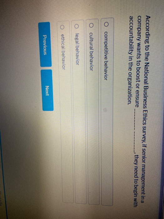 Solved According to the National Business Ethics survey, if | Chegg.com