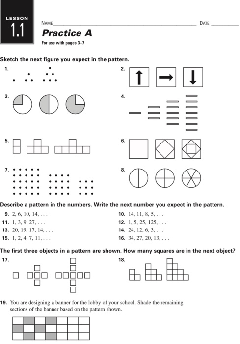 Date Lesson Name 1 1 Practice A For Use With Pages Chegg 