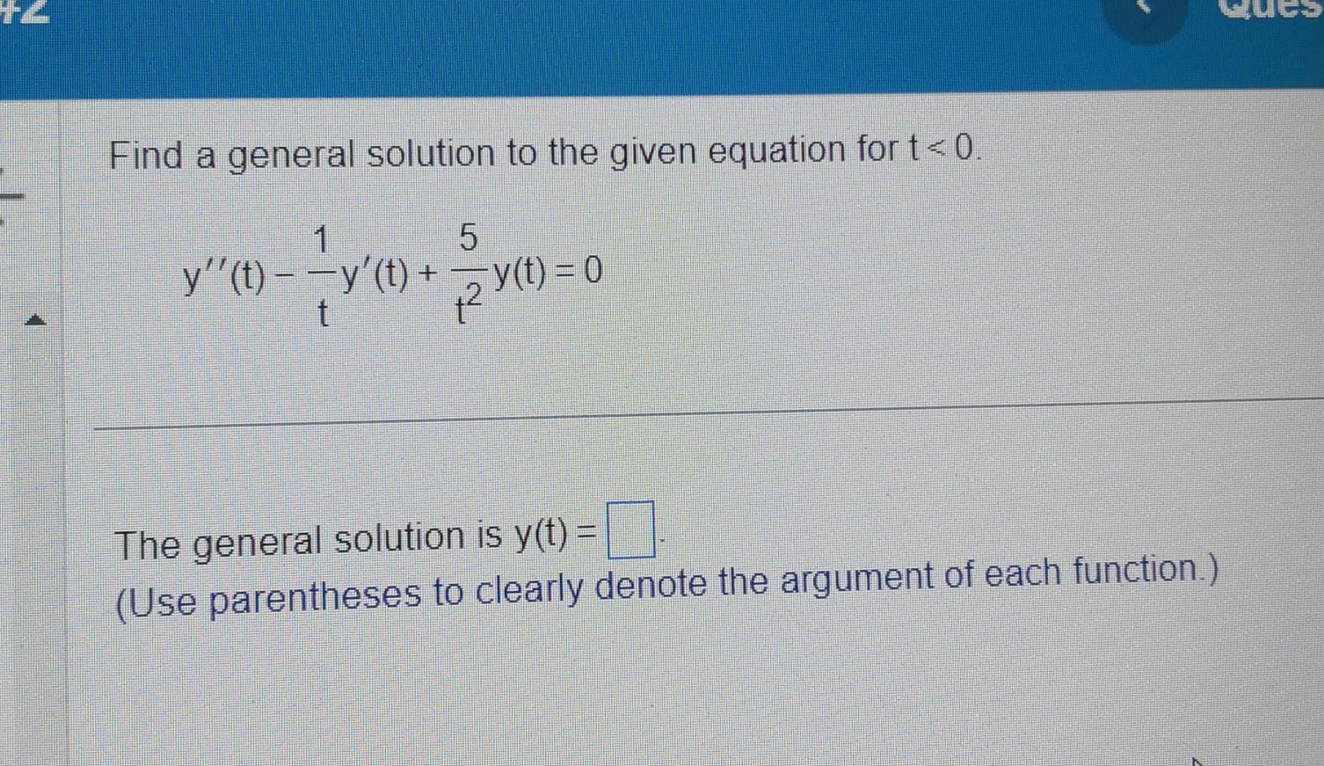 Solved Find a general solution to the given equation for | Chegg.com