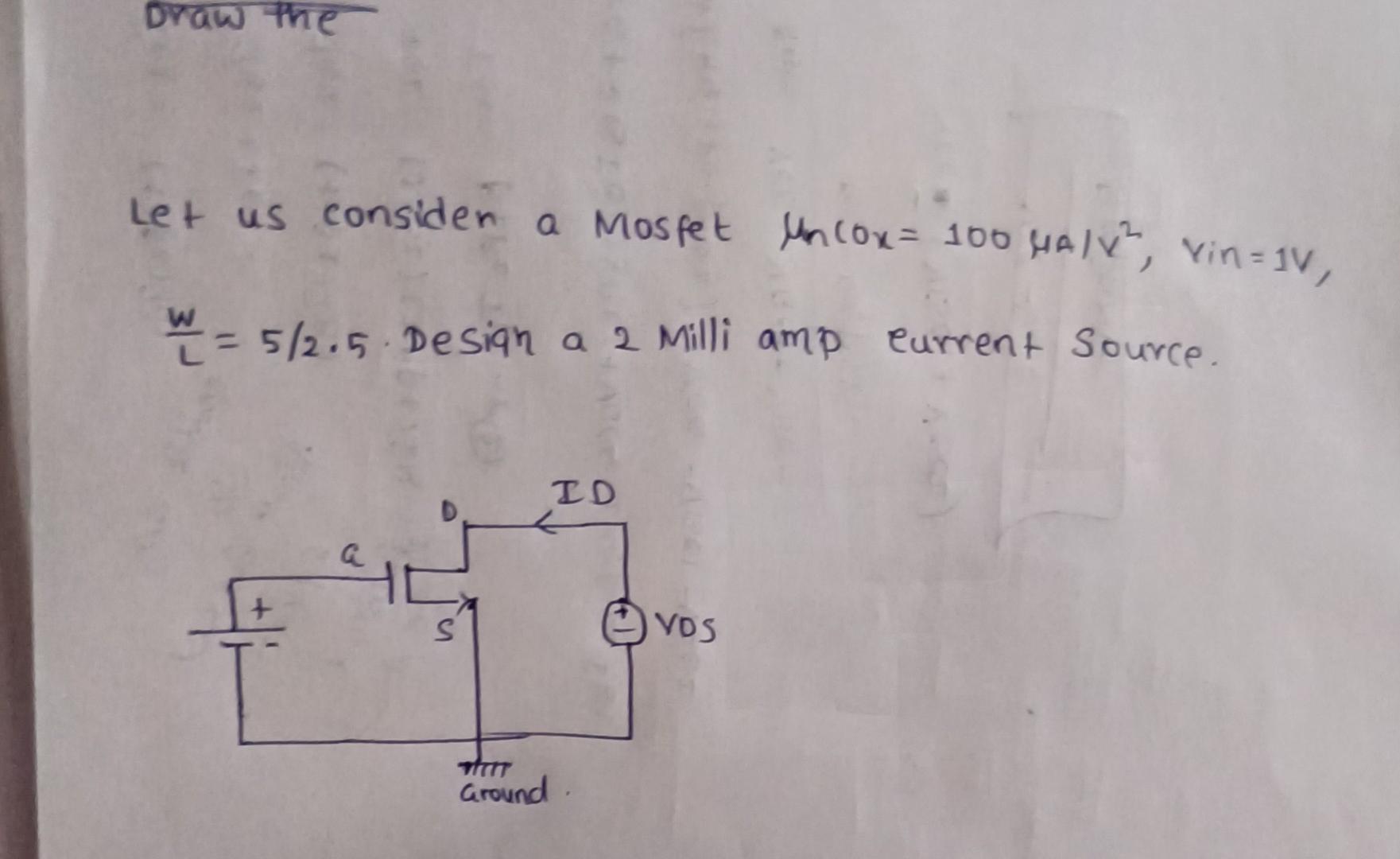 Solved Data uncox=100uA/v² , Vin =1v , (w/l)= 5/2.5 . | Chegg.com