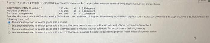 Solved A company uses the periadic FFOO method to account | Chegg.com