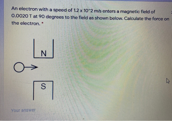 Solved An electron with a speed of 1.2 x 10^2 m/s enters a | Chegg.com