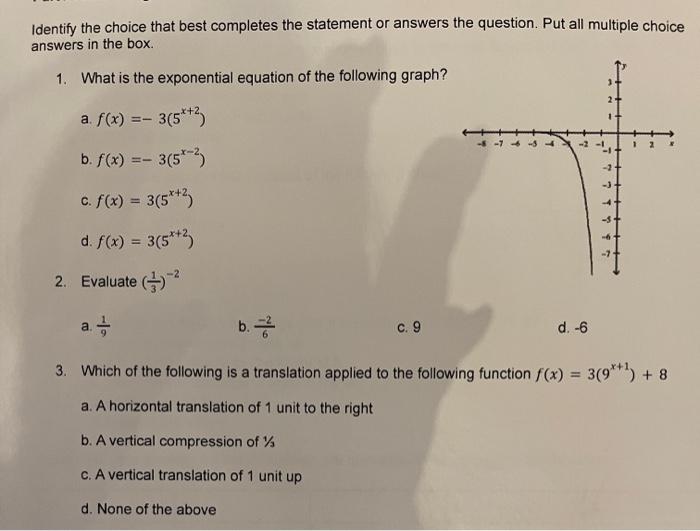 Solved Identify The Choice That Best Completes The Statement | Chegg.com