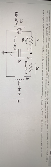 Solved 1 points Consider the AC circuit shown below which | Chegg.com