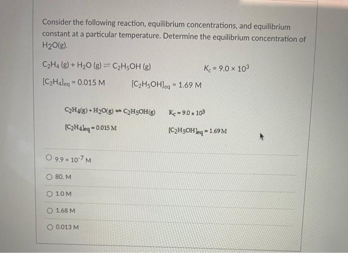 Solved Consider the following reaction equilibrium Chegg