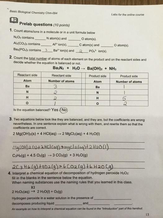 Solved Basic Biological Chemistry Chm-094 Labs For The | Chegg.com