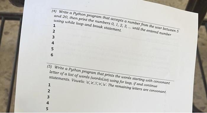Solved (4) Write a Python program that accepts a number from | Chegg.com