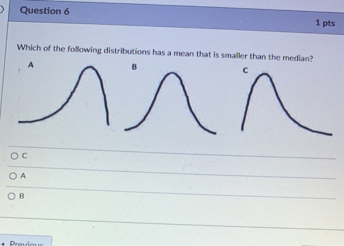 Solved Question 6 1 pts Which of the following distributions | Chegg.com