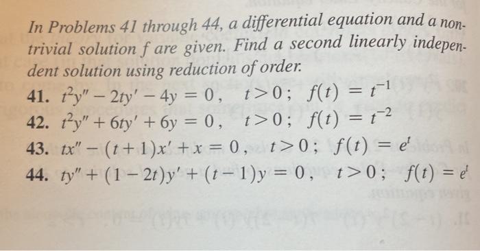 Solved In Problems 41 through 44, a differential equation | Chegg.com