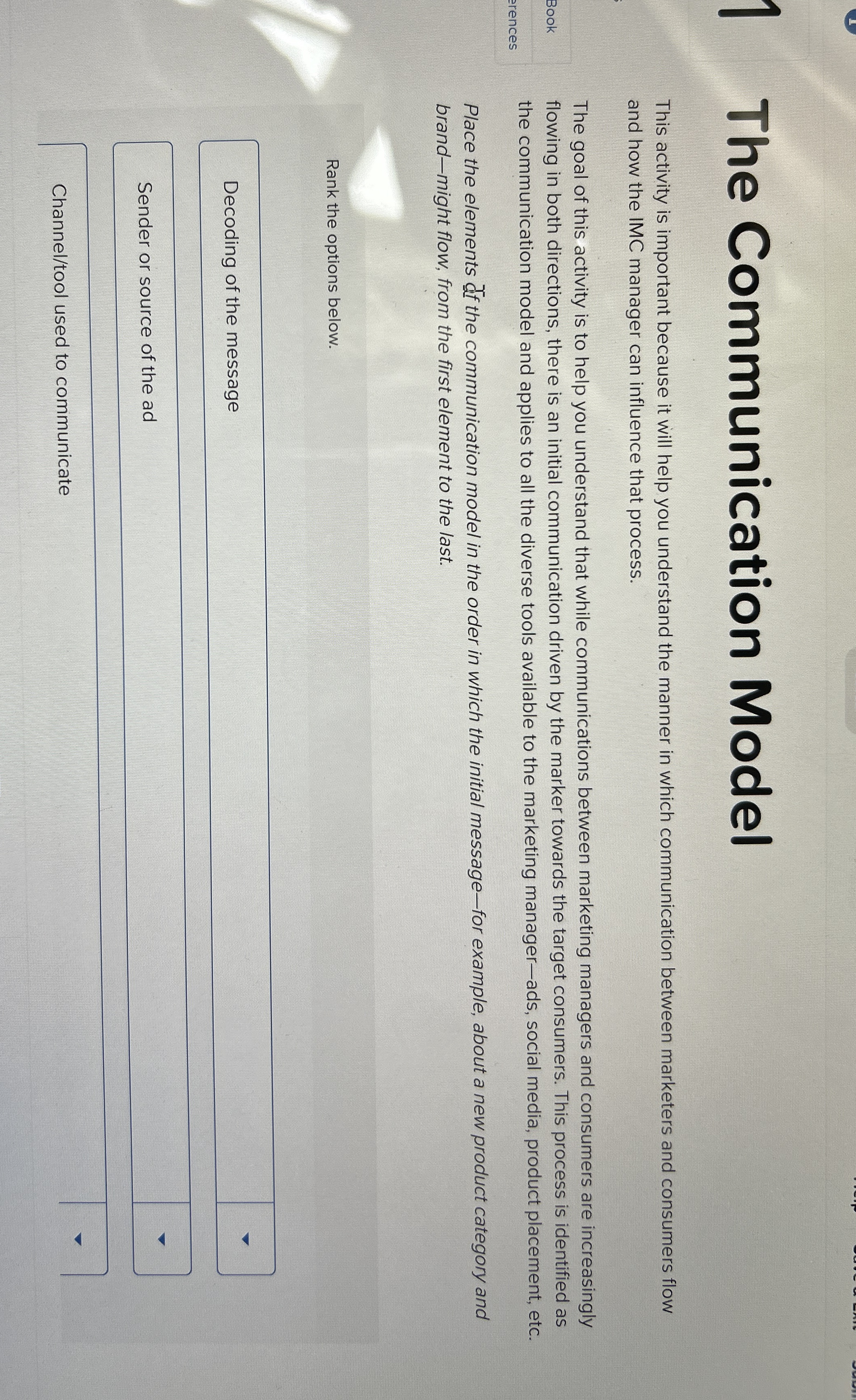 Solved The Communication ModelThis activity is important | Chegg.com