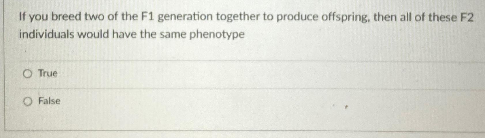 Solved If you breed two of the F1 ﻿generation together to | Chegg.com