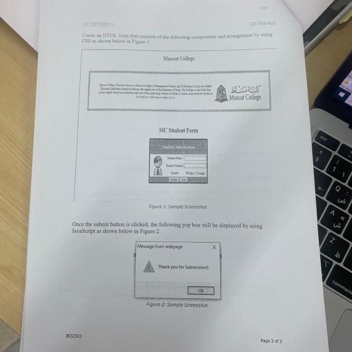 Solved QUESTION 125 Marie Create an HTML form that consists | Chegg.com