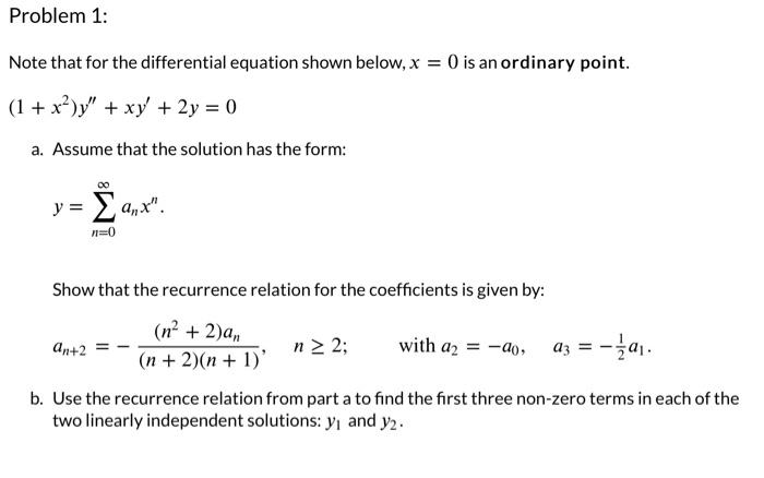 Solved Note that for the differential equation shown below, | Chegg.com