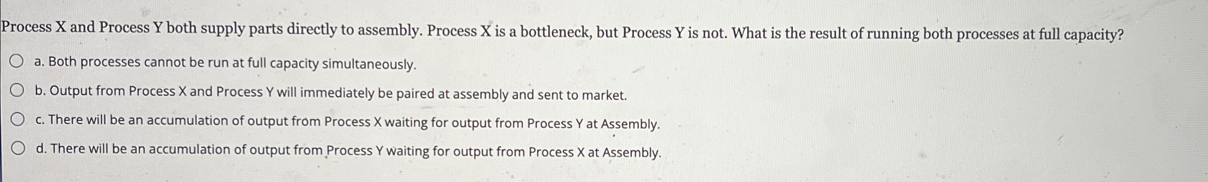 Solved Process X and Process Y both supply parts directly to | Chegg.com