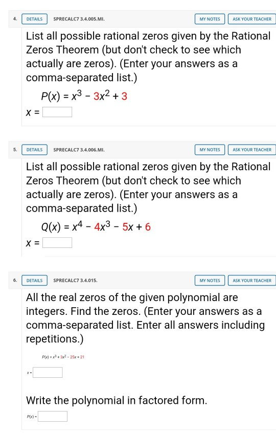 Solved Applying the Rational Zero Theorem to :(u) = 7:* +722 | Chegg.com
