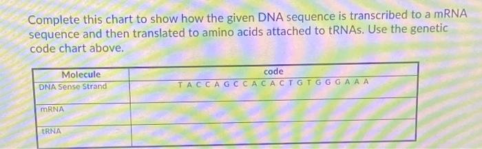 Solved Complete this chart to show how the given DNA | Chegg.com