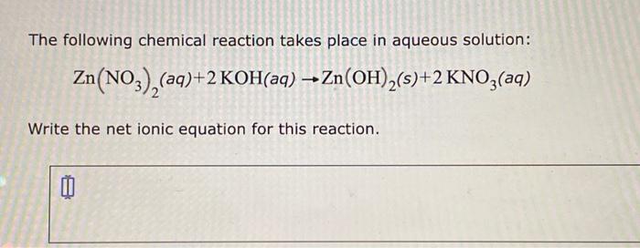 Solved The following chemical reaction takes place in | Chegg.com