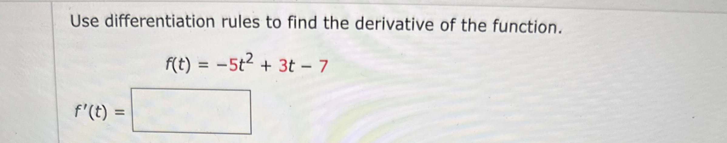 Solved Use differentiation rules to find the derivative of | Chegg.com