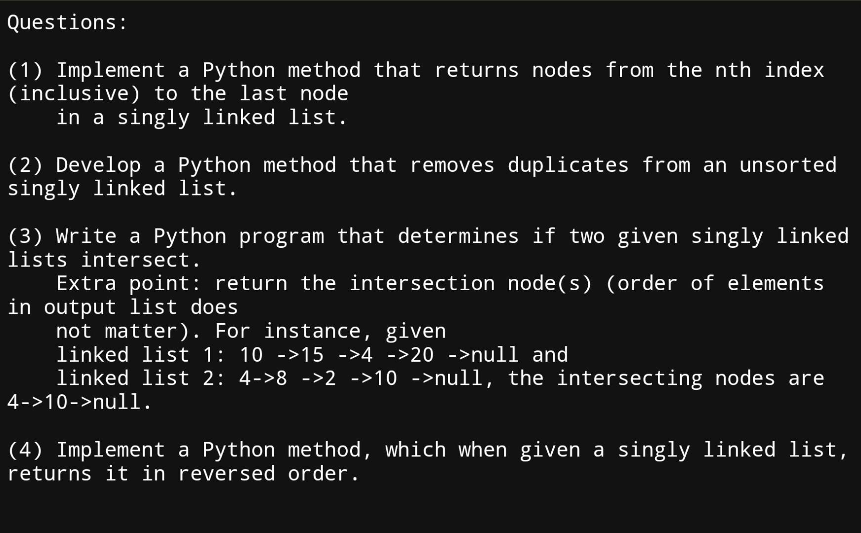 (1) Implement a Python method that returns nodes from | Chegg.com