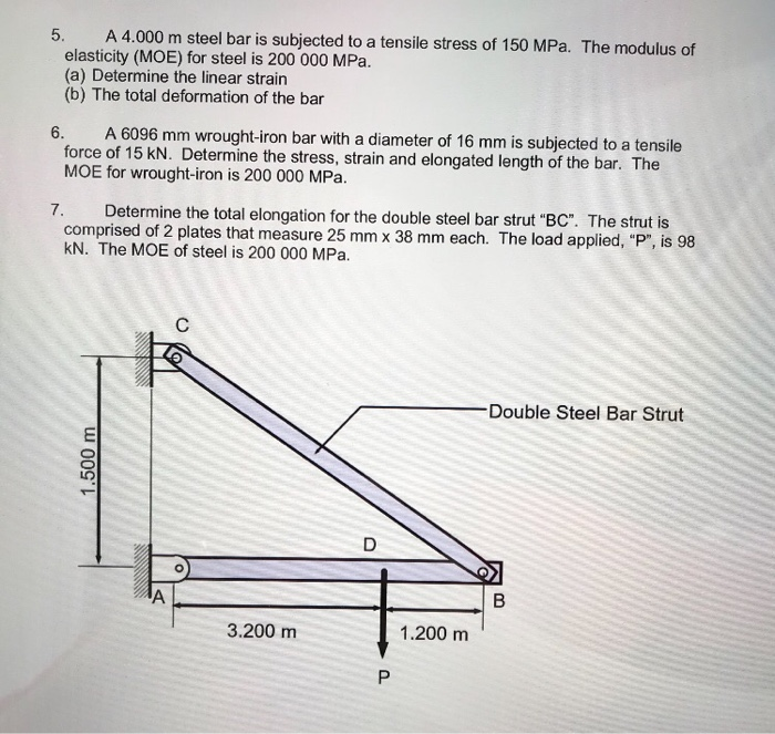 Solved 5. A 4.000 m steel bar is subjected to a tensile | Chegg.com